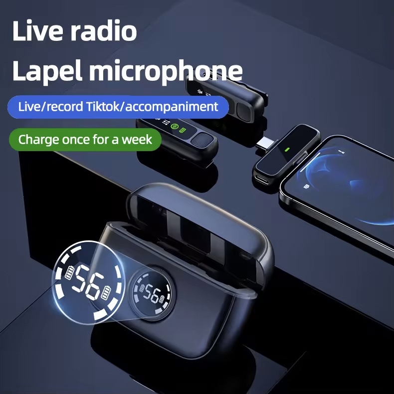 K30 Dual-Port Wireless Lavalier Microphone With Digital Display Supports Two Devices Simultaneously