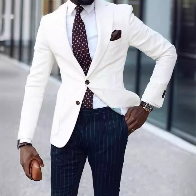 Business-Casual Printed Blazer With Double Buttons