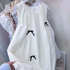 French-style High-end Bow Loose Summer Tulip Skirt For Women - White - View 1