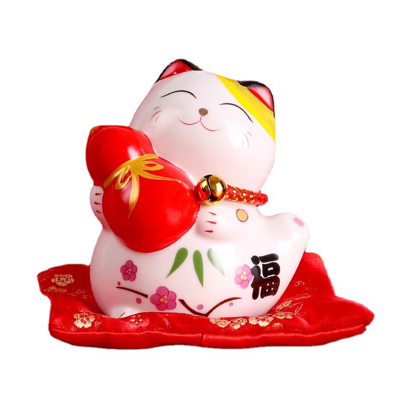 Modern Ceramic Lucky Cat Ornament - 4-Inch Fortune Figurine