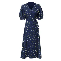 Platycodon Grandiflorum Retro Gentle Elegant Blue Floral Dress - View 1