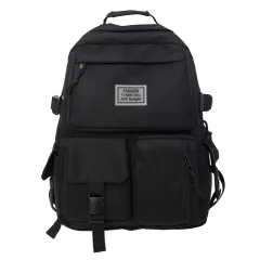Student Backpack Trendy Backpack - Black - View 1