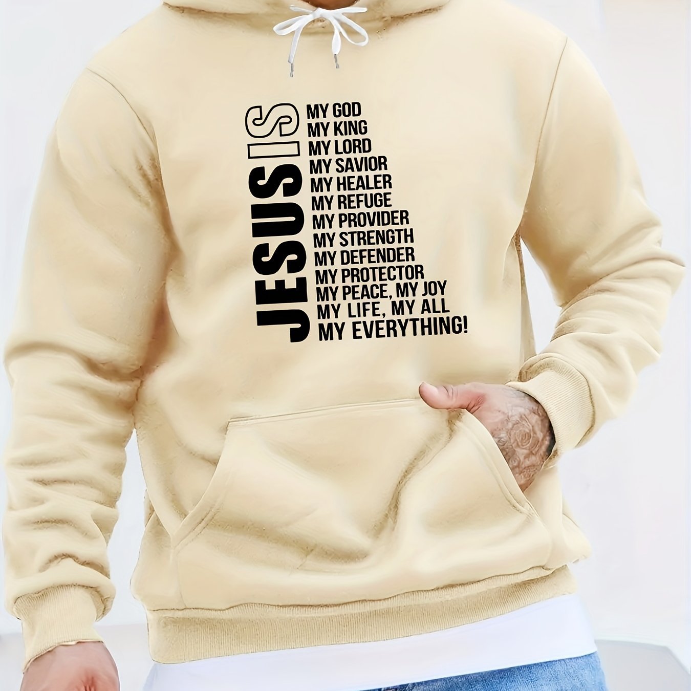 Printed Kangaroo Pocket Hoodie Casual Long-Sleeve Hoodie Pullover Sweatshirt