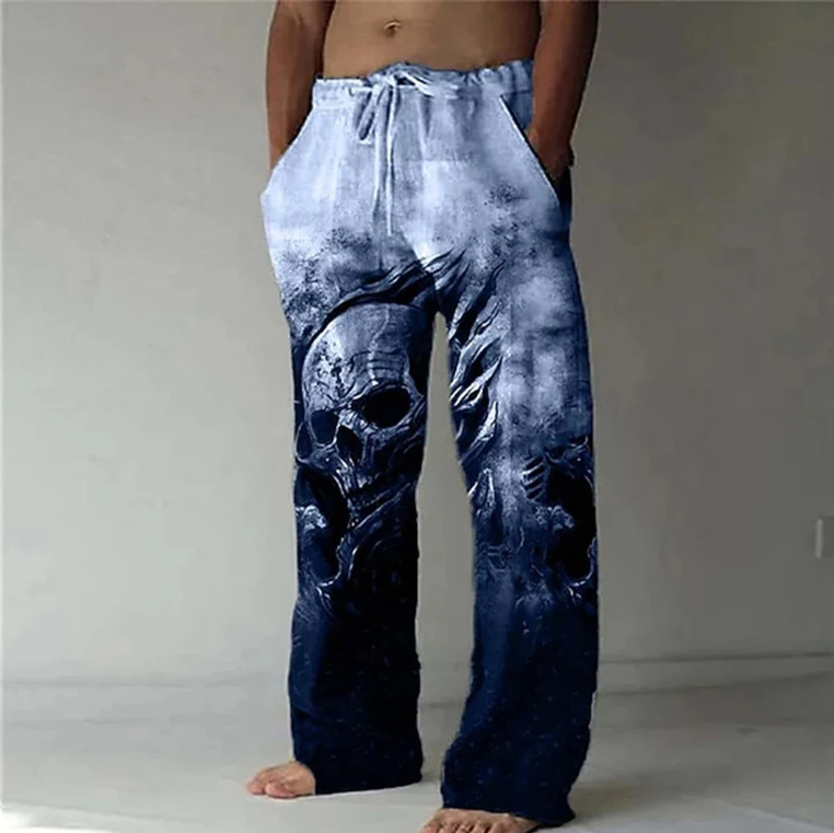 Mens Casual Beach Pants With Digital Print