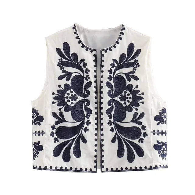 European And American Women's Clothing Sleeveless Embroidered Vest Women's Top Black - Shop at LoveMi