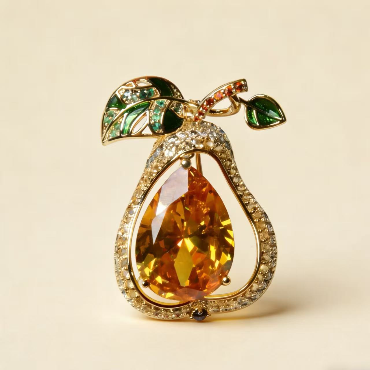Pear-Shaped Cubic Zirconia Brooch, picture 3 of 5