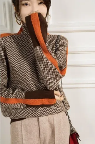 Women's Turtleneck Sweater Autumn And Winter - Orange