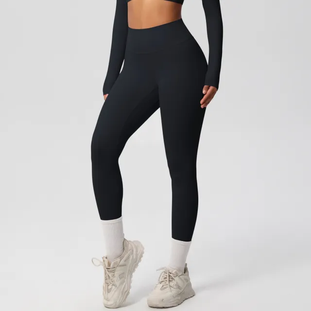 European And American High Waist Nude Feel Skin friendly Tights Running Sports Fitness Black - Shop at LoveMi