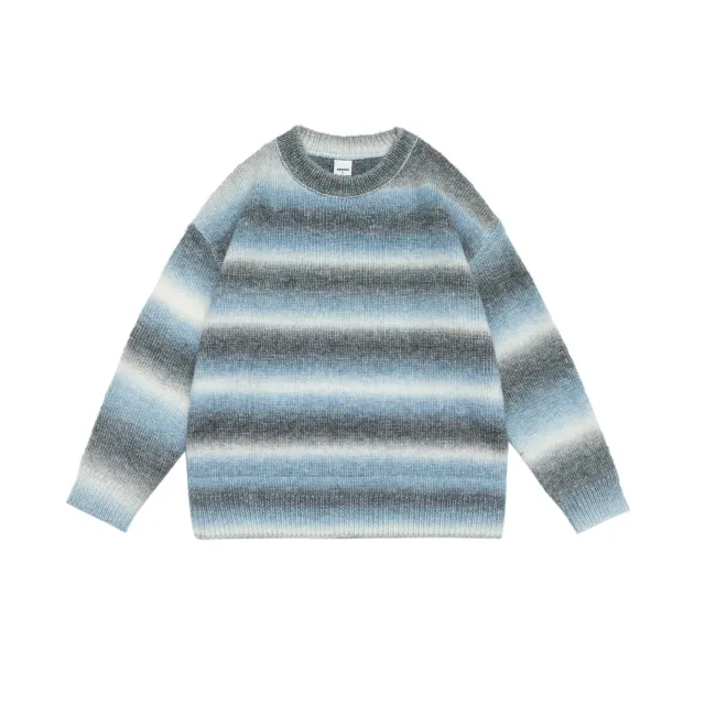Knitwear Coat Couple Wear Round Neck Sweater Blue - Shop at LoveMi