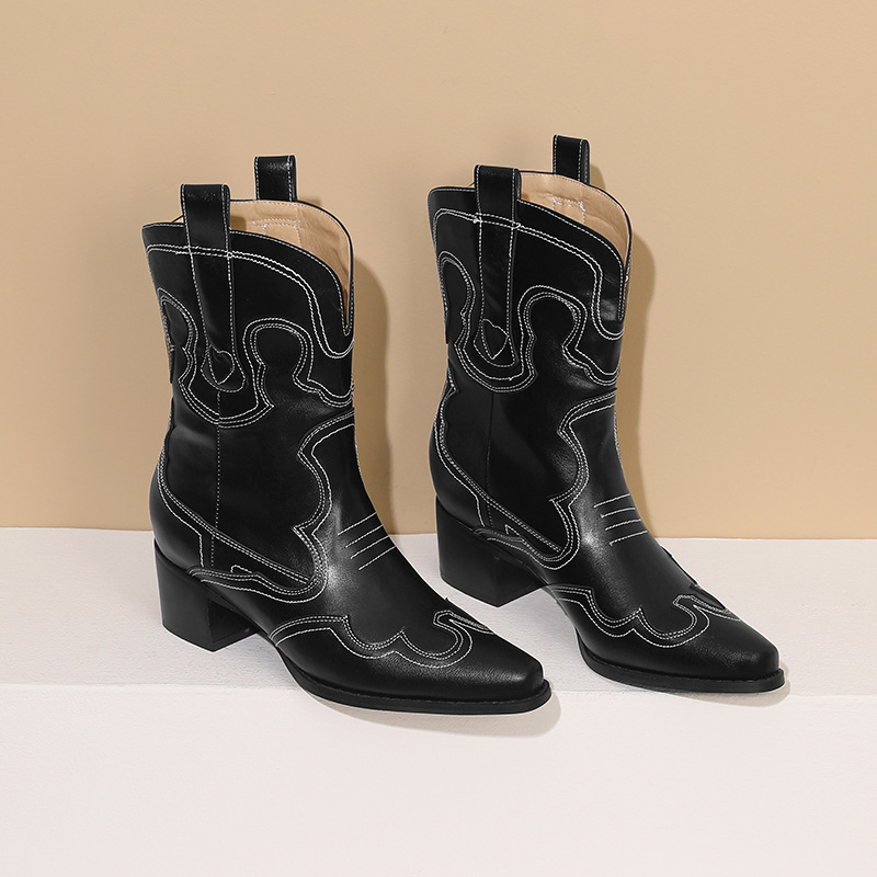 Embroidered Western Ankle Boots, picture 3 of 5