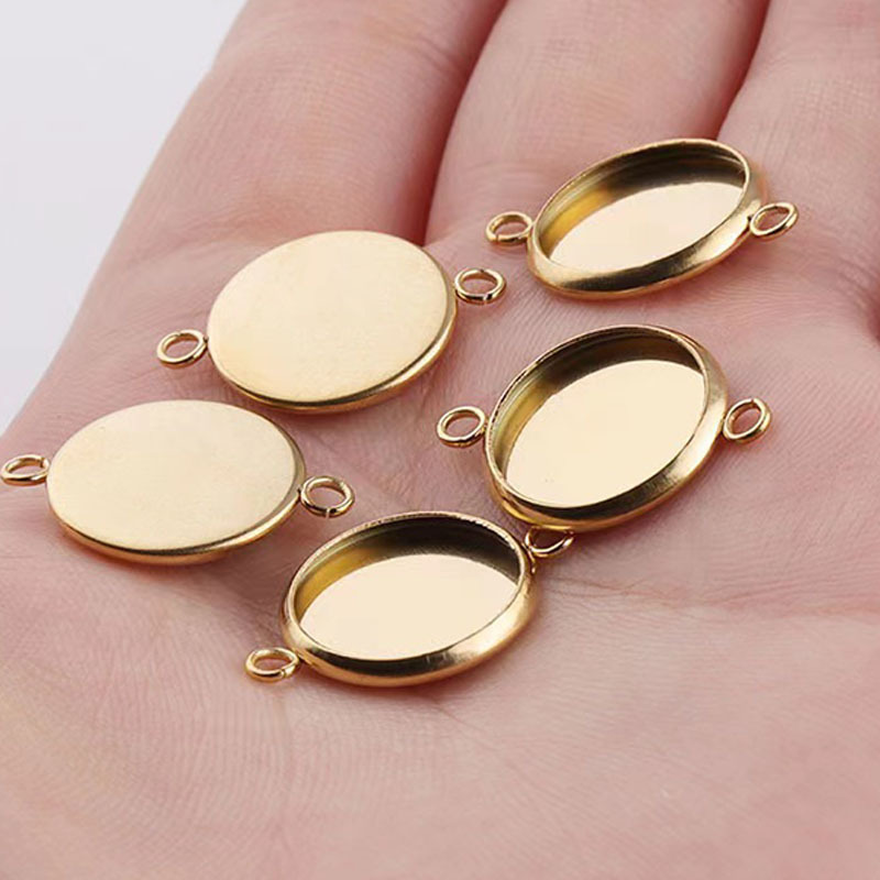 Stainless Steel Double Ring Time Stone Tray Multi-specification 6-30mm Pendant Parts