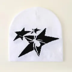 Knitted Hat Gothic Letter Jacquard Beanie Hat Skull Hat Couples' Cap Cross-border E-commerce - White - View 1