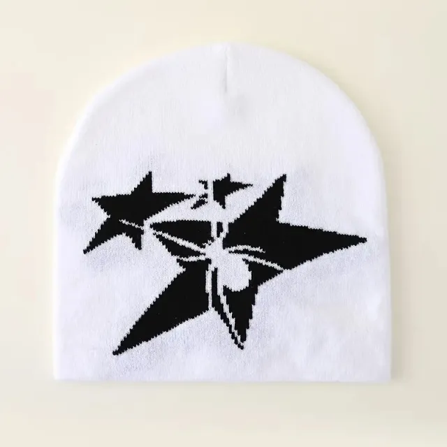 Knitted Hat Gothic Letter Jacquard Beanie Hat Skull Hat Couples' Cap Cross border E commerce White - Shop at LoveMi