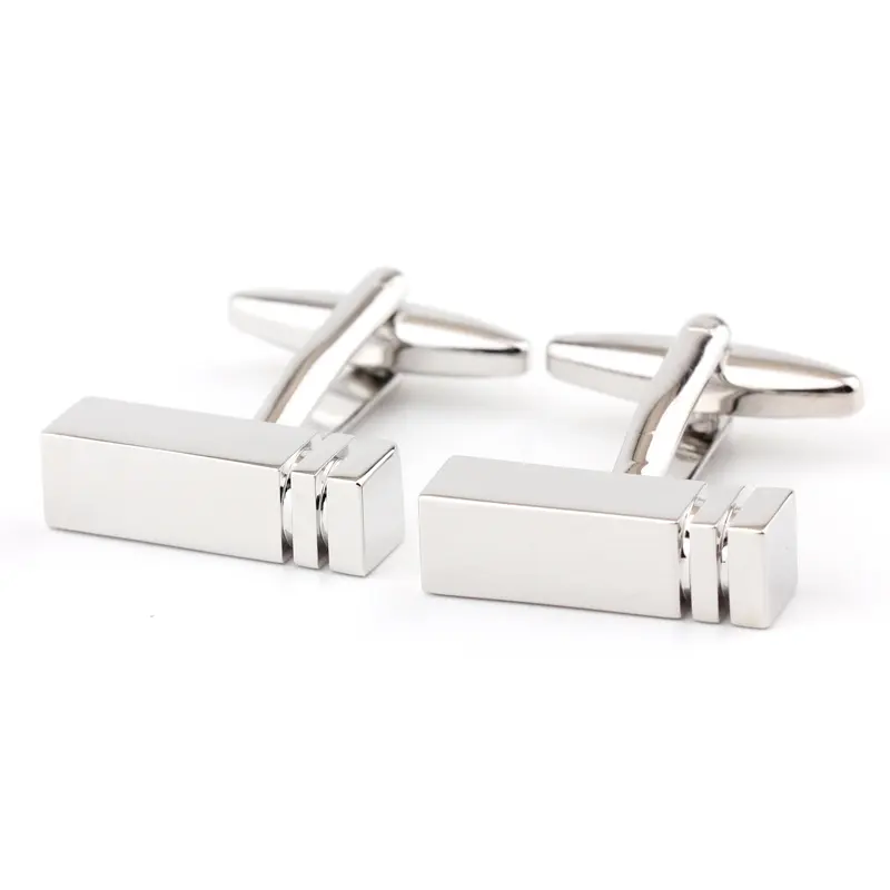 Rectangular Glossy Metal Cufflinks French Cuff Shirt Men Women