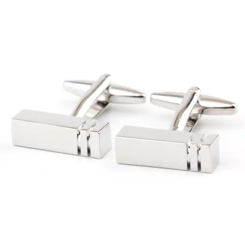 Rectangular Glossy Metal Cufflinks French Cuff Shirt Men Women