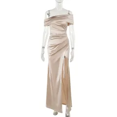 Socialite Style Elegant Women's Split Dress - Champagne-Xs - View 1