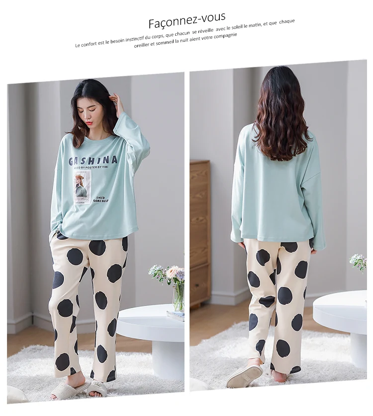 Title 14, Cartoon thick cotton loose home pajamas set