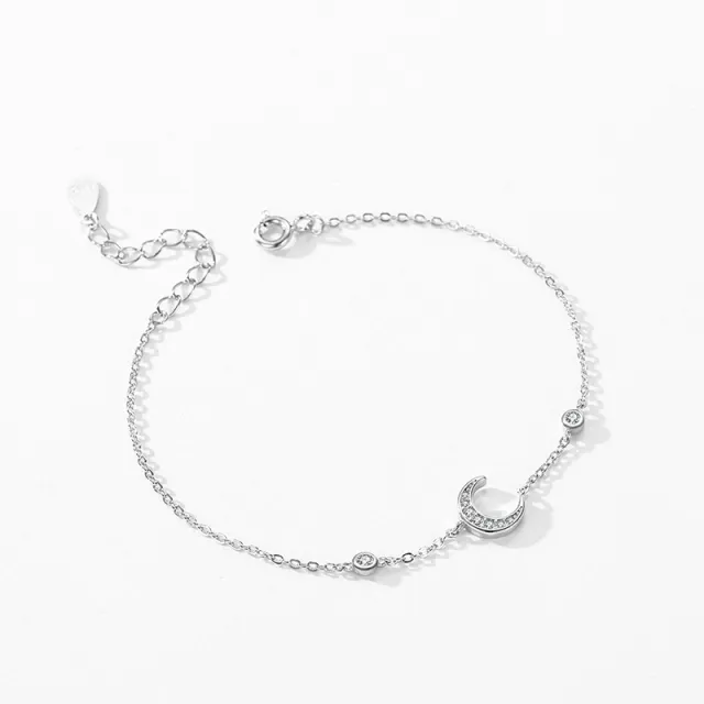 S925 Silver Moon Diamond Bracelet Special interest Design Ornament White Gold Color - Shop at LoveMi