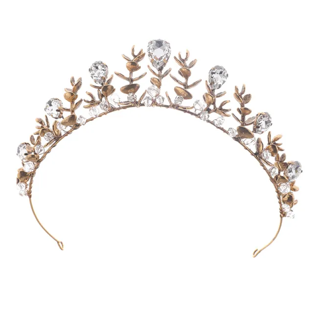 Vintage Alloy Rhinestone Crystal Bridal Headdress Crown Ancient Gold - Shop at LoveMi