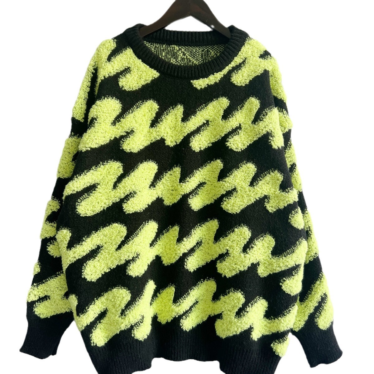 Autumn And Winter Loose Wave Striped Long Sleeve Knitted Sweater