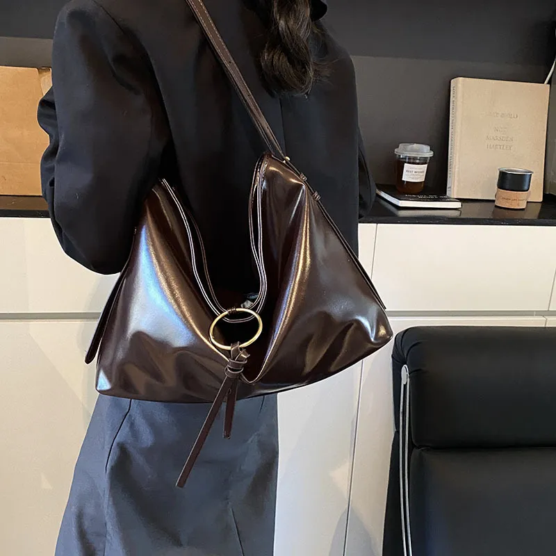 Vintage Bag Women's Large Capacity Soft Leather Niche - Coffee