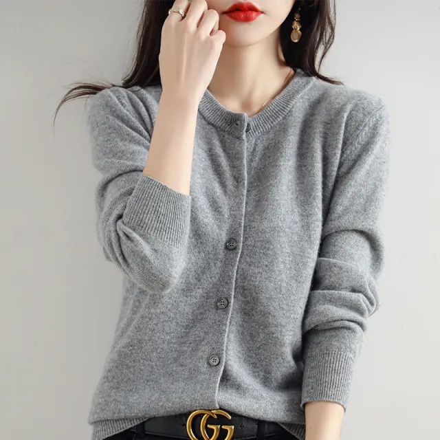 Women's Cardigan Sweater Coat Short Knitwear Medium Gray - Shop at LoveMi