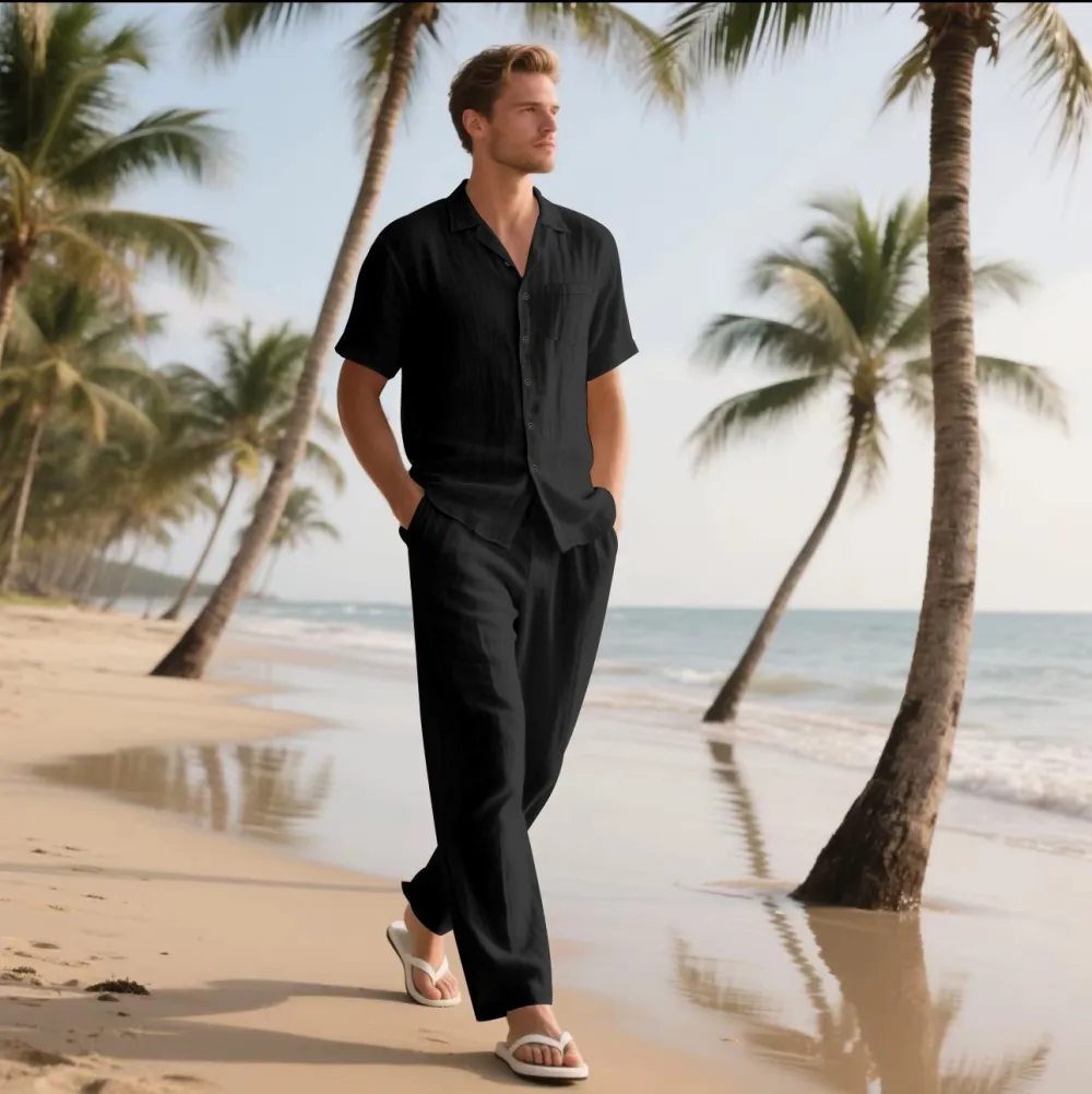 Breathable Short Sleeve Shirt Beach Suit