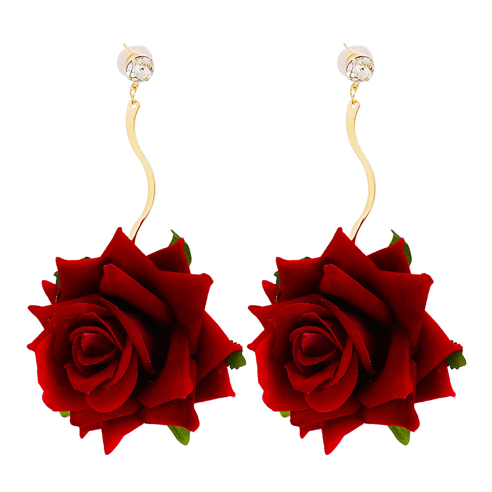 Flannel Rose Earrings European And American Fashion