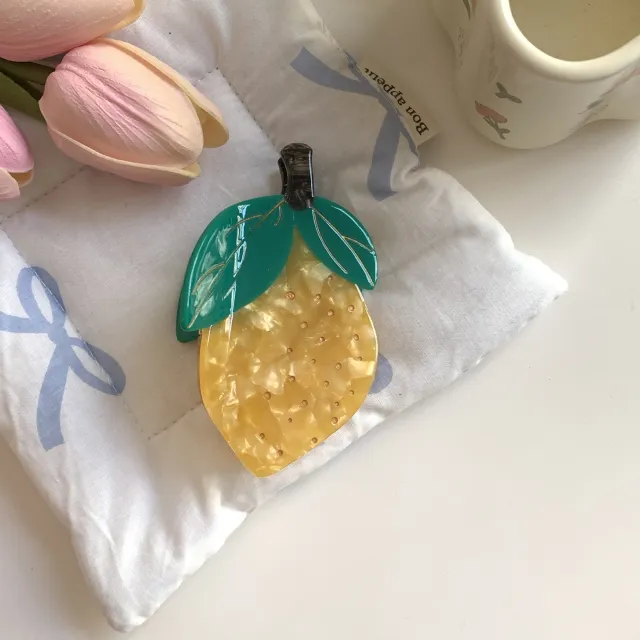 Fruit Grip Minority Acetate Hair Accessories Big Leaf Lemon - Shop at LoveMi