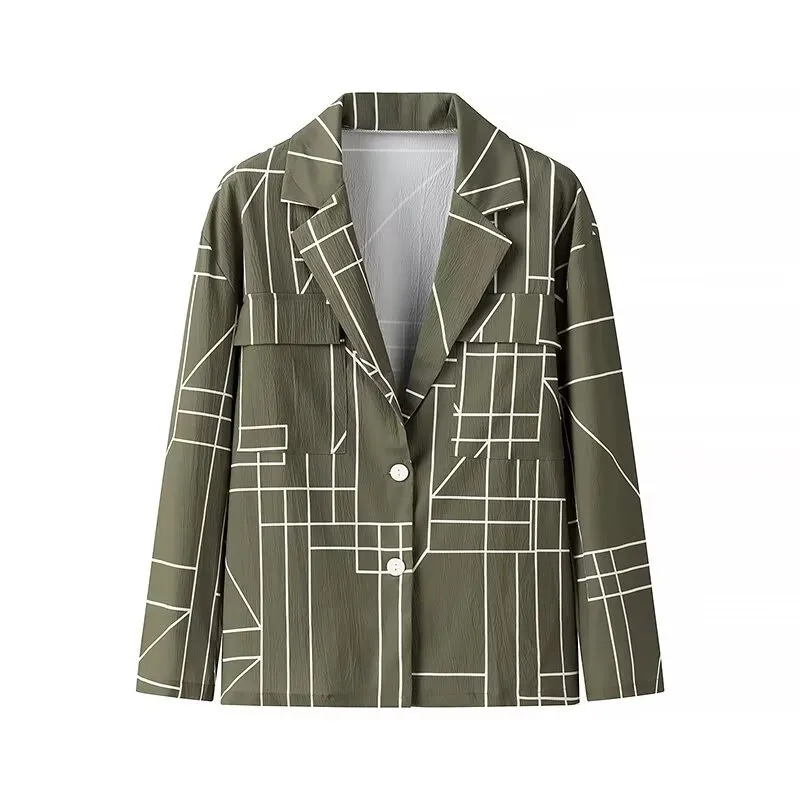 Women's Lapel Long Sleeve Suit Coat Straight Casual Pants - Suit Jacket