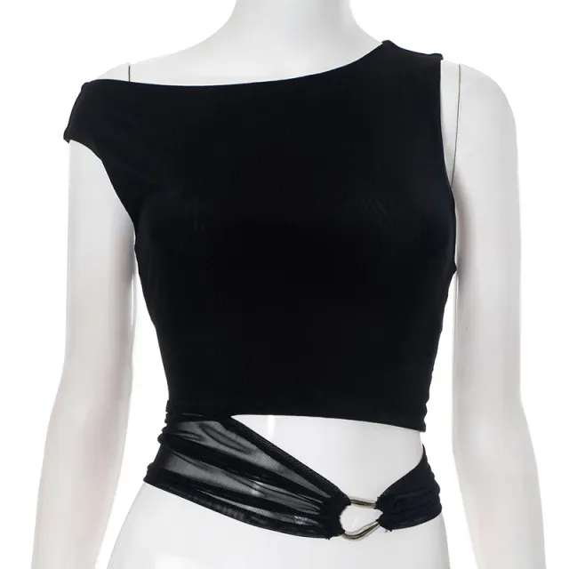 Women's Shoulder Personality Slim Fit Vest Black - Shop at LoveMi