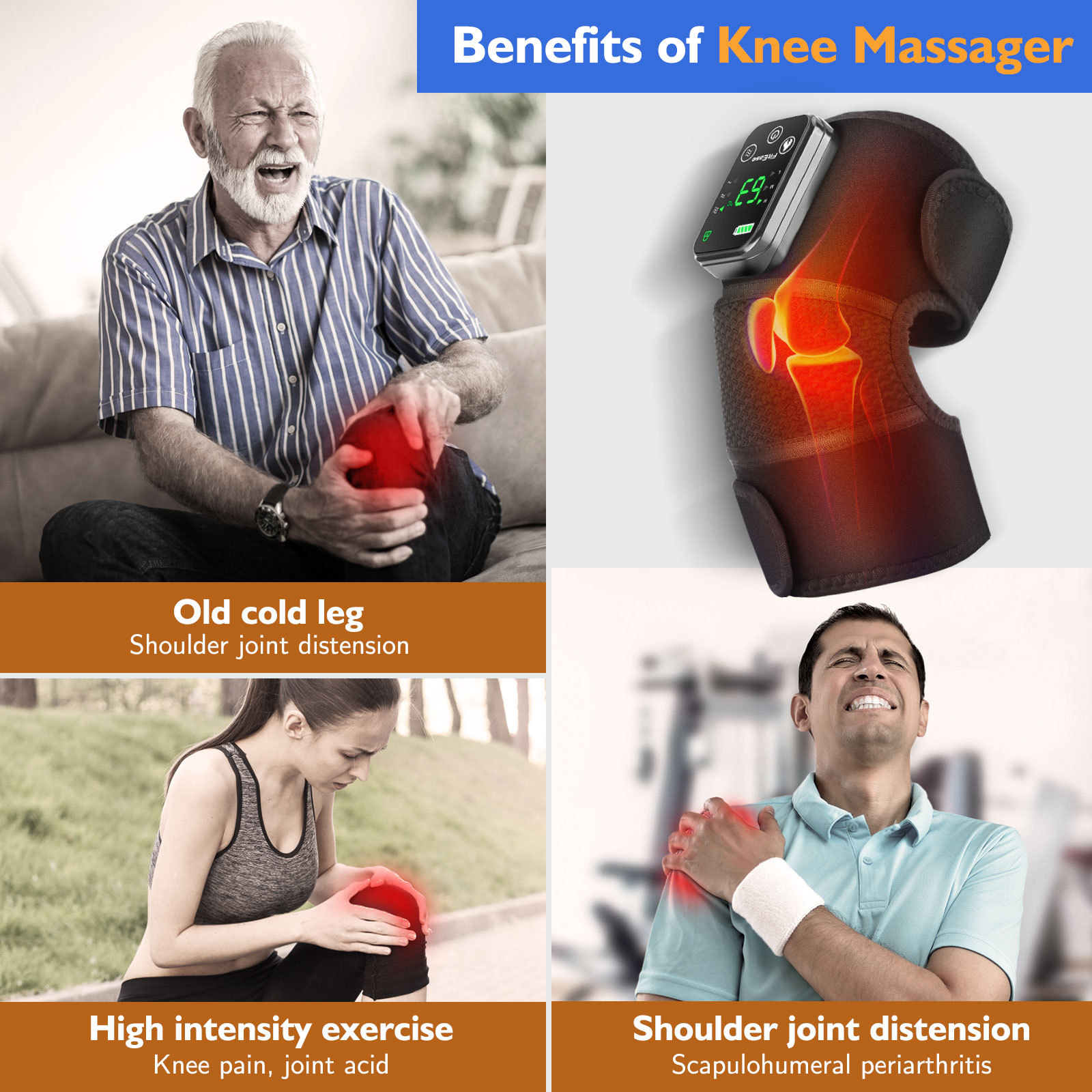 Title 11, Intelligent Heating Vibration Massage Kneecap S...