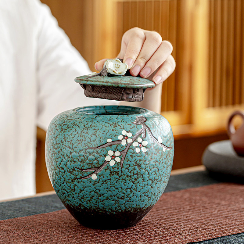 Hand-painted Vintage-printed Ceramic Airtight Tea Canister