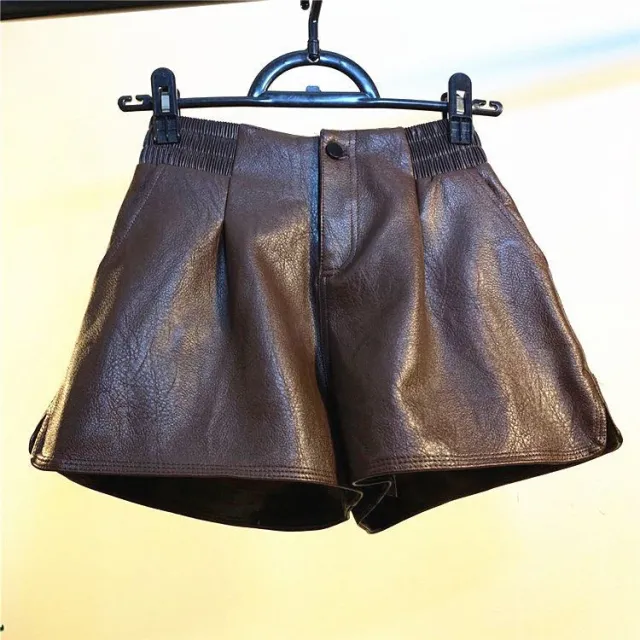Women's Loose fit High waisted Leather Pants Brown - Shop at LoveMi