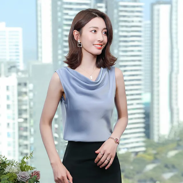 Female High Elastic Satin Sexy Top Base Blue - Shop at LoveMi