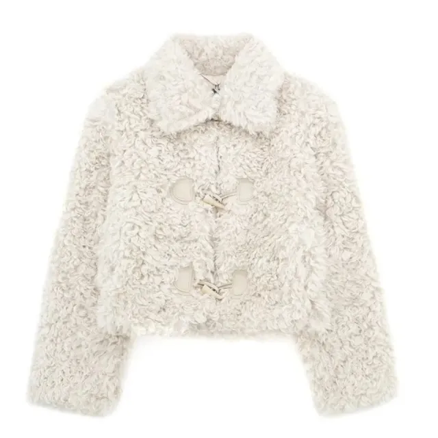 Casual Style Women's Jacket Thick Lapel Loose Top Milky White - Shop at LoveMi