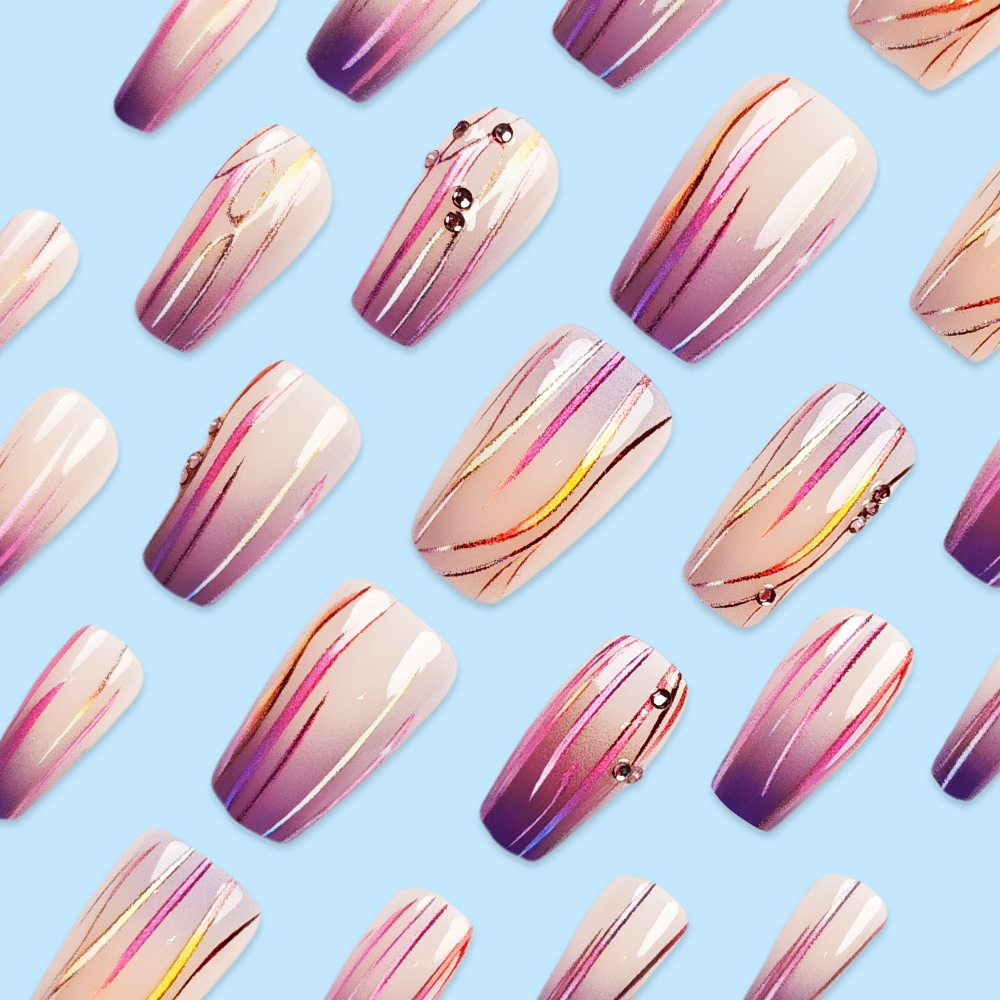 Magic Purple Line Streamer Gradient Nail Sticker