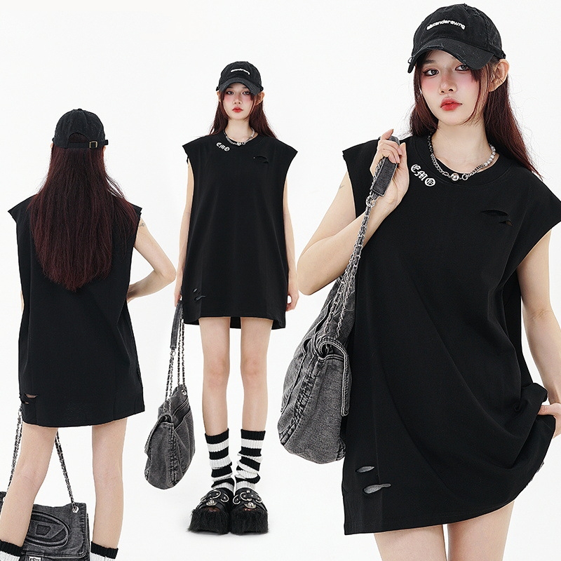 Plate Letter Printed Ripped Vest