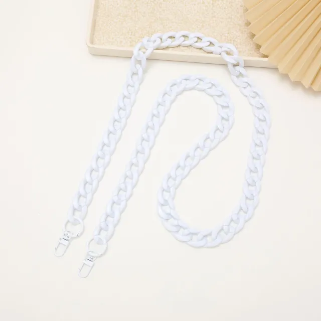 Color Acrylic Chain Mobile Phone Charm Handmade Bag Pure White - Shop at LoveMi
