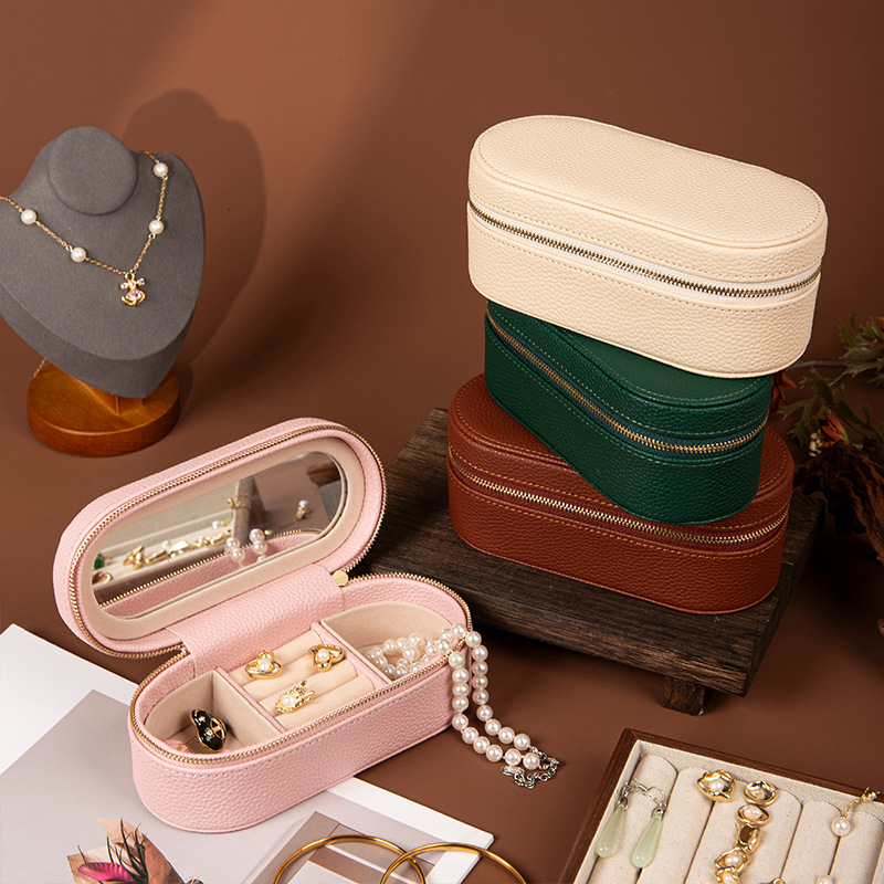 Portable Mini PU Jewelry Multi-Color Storage Box