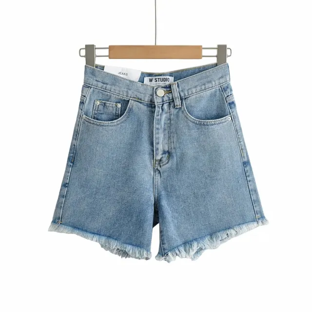High Waist Slimming Frayed Hand Frayed Denim Shorts Light Blue - Shop at LoveMi