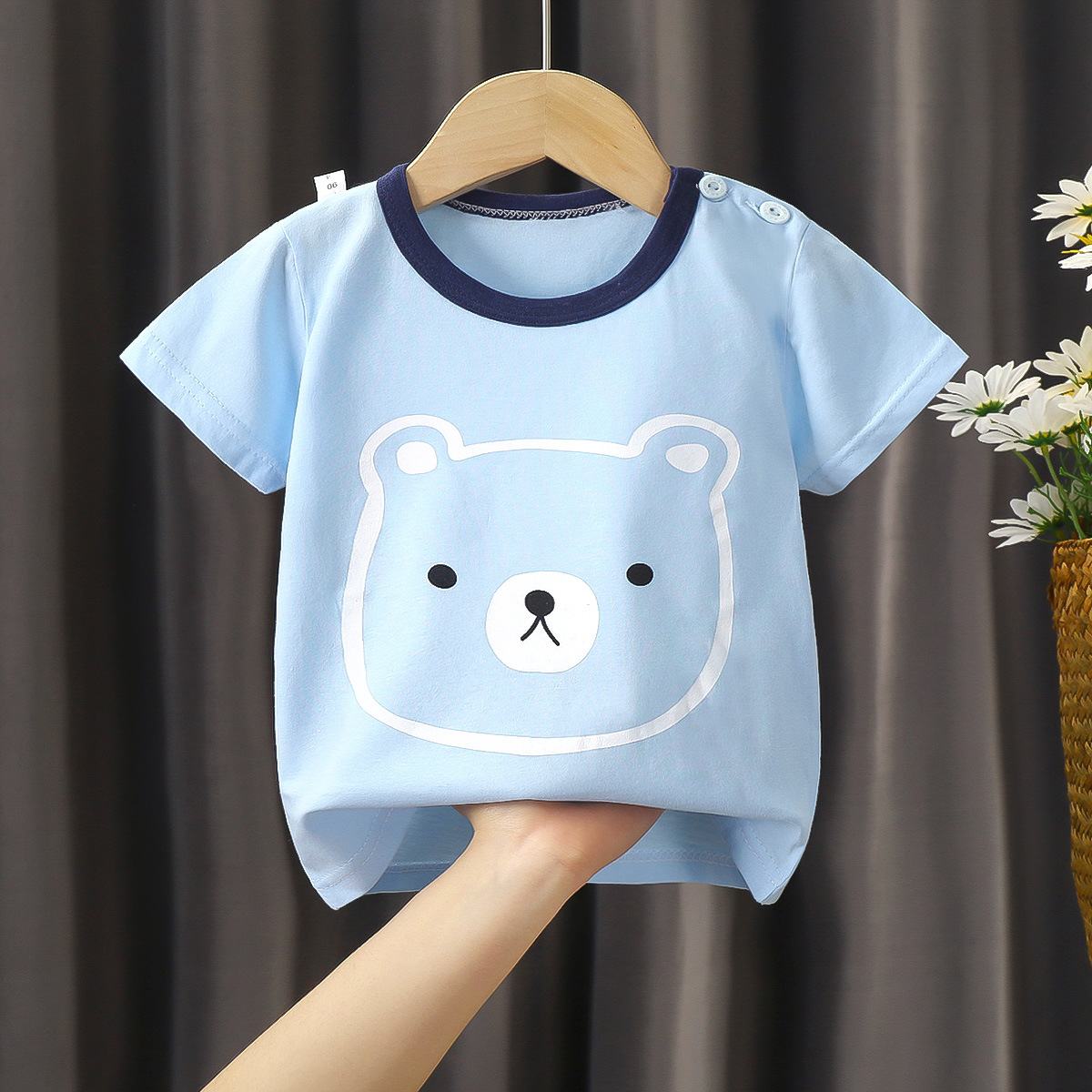 Short T Shirt Blue Bear Head