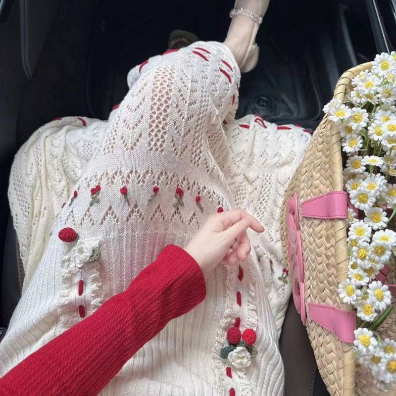 Sweet Cutout Lace-up Knitted Sling Dress