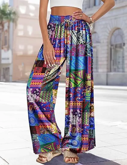 Women's Summer Bohemian Wide leg Pants Color - Shop at LoveMi
