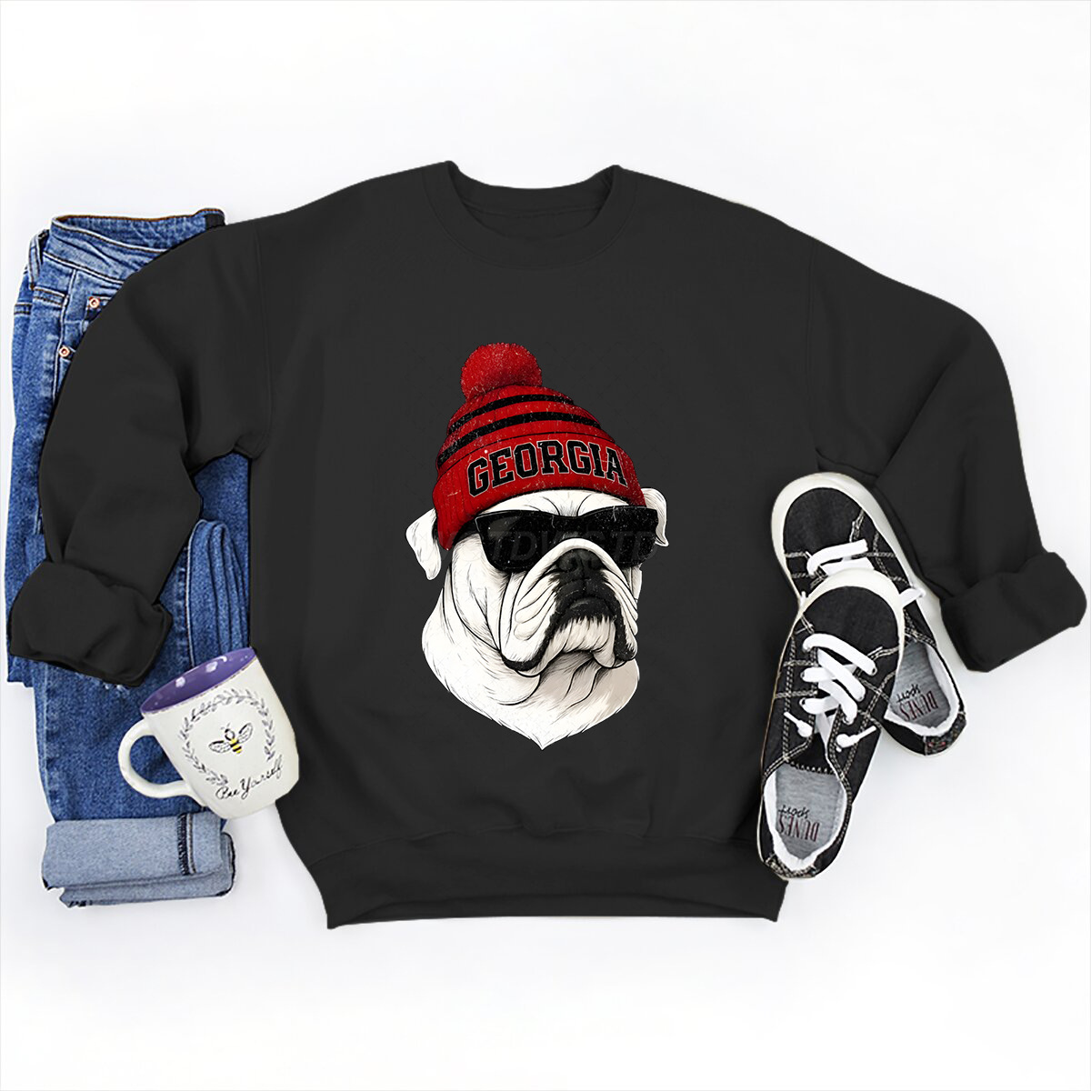 Fleece lined Casual Loose fitting Pullover Round neck Tops Black 8 - Shop at LoveMi