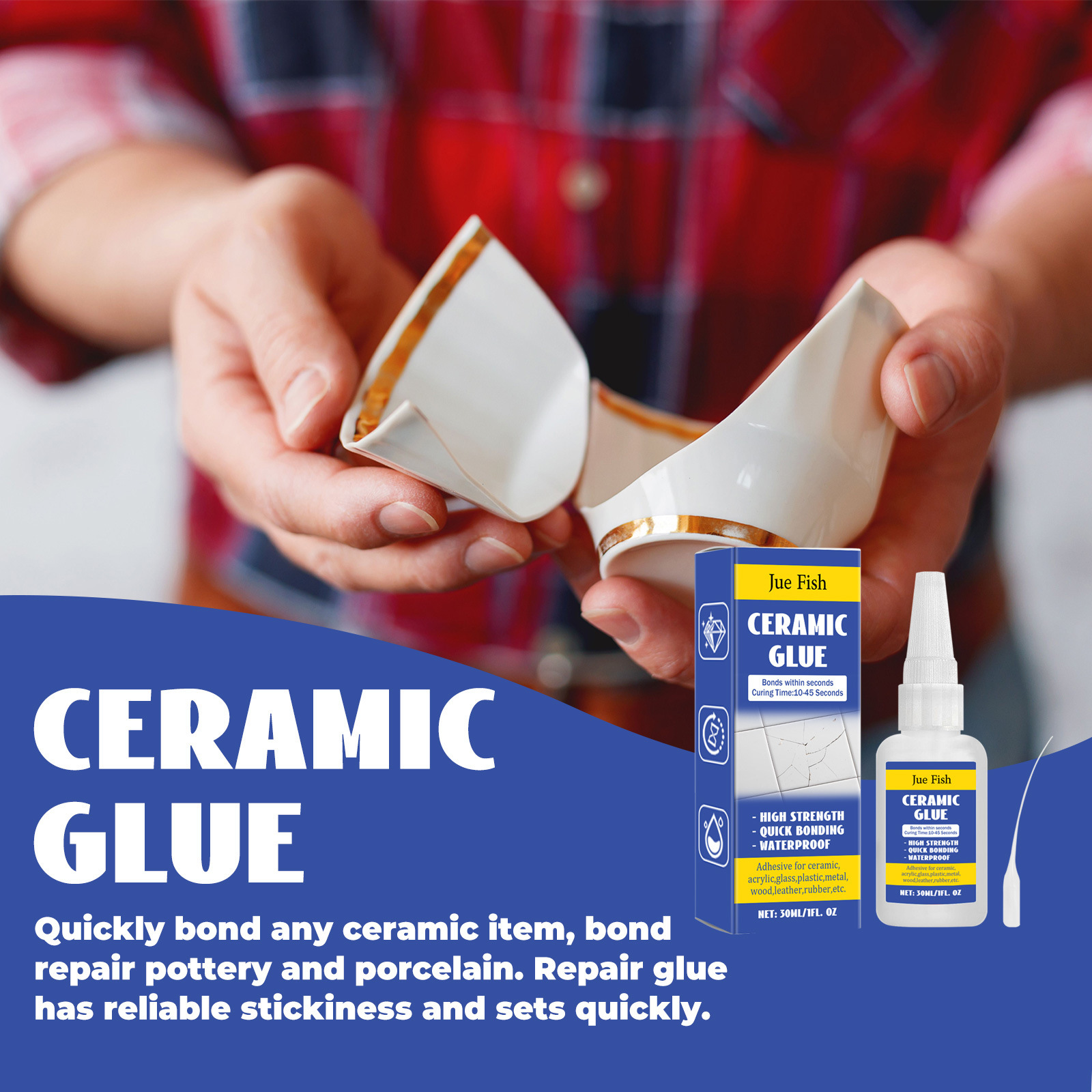 JUE FISH Ceramic Adhesive Convenient For Bonding Household Porcelain 3