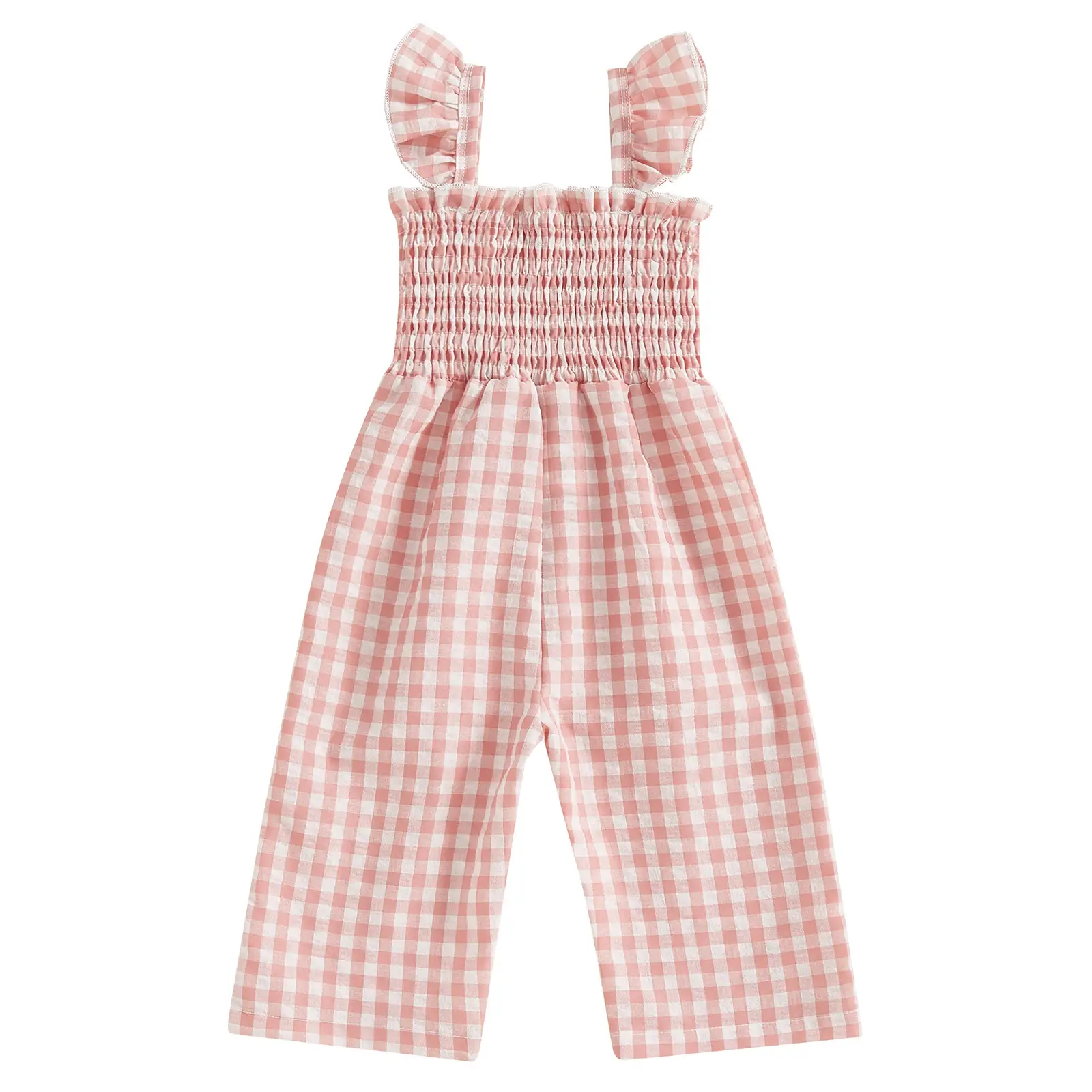 Girls Flying Sleeve Loose Smocking Suspenders