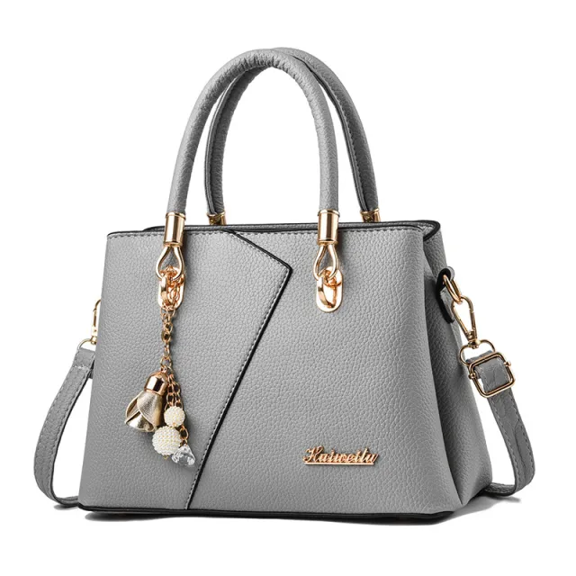 Autumn And Winter New Fashion Litchi Pattern Shoulder Messenger Bag Gray - Shop at LoveMi