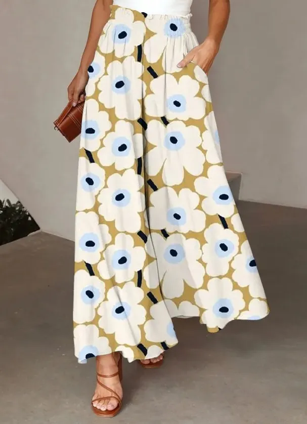 3D Digital Printing Plus Size Pantskirt Micro pull Fashion Loose fitting Women's Trousers Lyskq076 2Xl - Shop at LoveMi