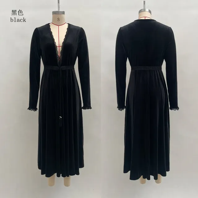 Retro Velvet Home Dress Black - Shop at LoveMi